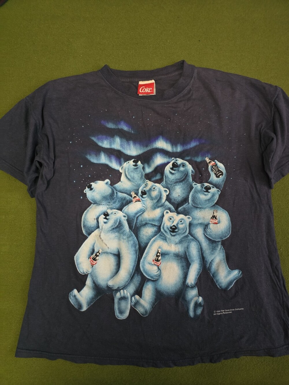 Vintage Coca Cola Navy Tee with Light-Blue Polar Bear Choir